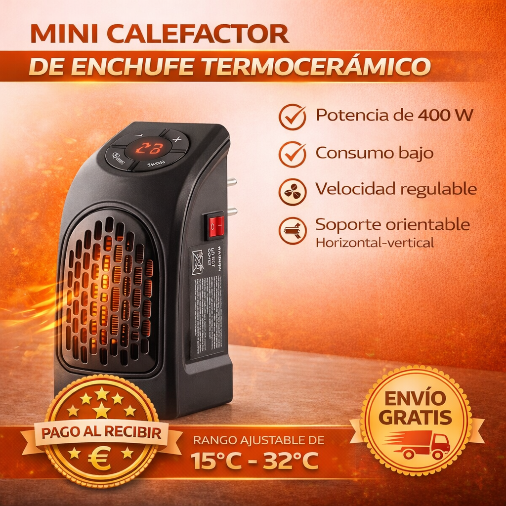 MINI CALEFACTOR DE ENCHUFE PORTÁTIL 400W