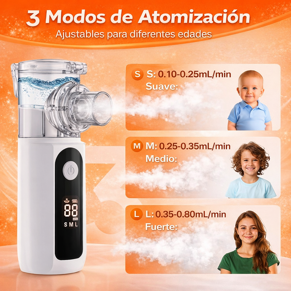 🍃🫁 NebulizaFácil™ - Nebulizador Portátil + Mascarilla Para Niños y Adultos + Boquilla 🔥