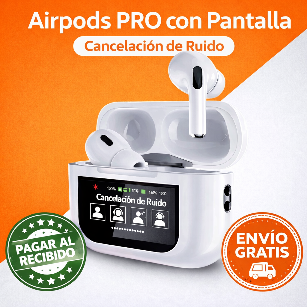 🎧🍎 Airpods PRO con Pantalla + Cancelación de Ruido + Llavero Gratis + Envío Gratis 🔥