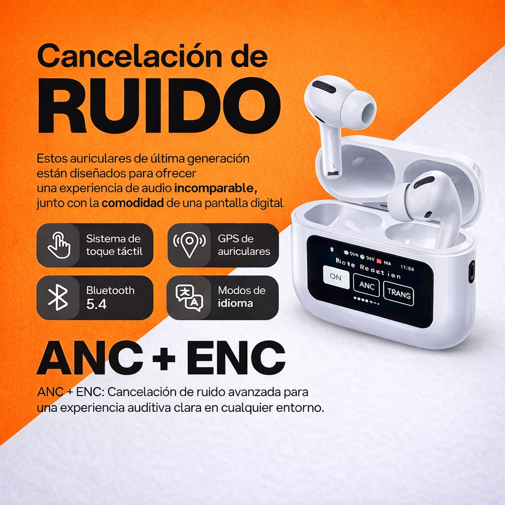 🎧🍎 Airpods PRO con Pantalla + Cancelación de Ruido + Llavero Gratis + Envío Gratis 🔥