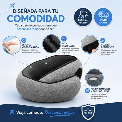 ✈️ Almohada de Viaje Ergonómica Premium + Bolsita de Viaje Gratis ⏳