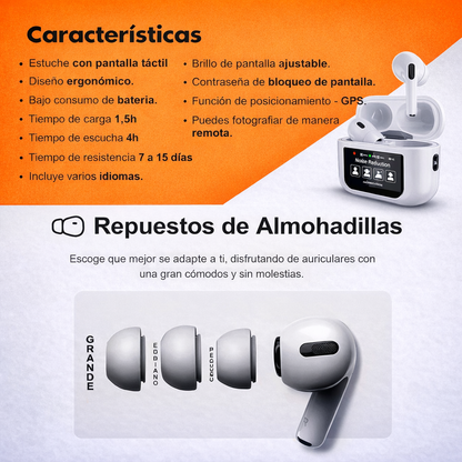 🎧🍎 Airpods PRO con Pantalla + Cancelación de Ruido + Llavero Gratis + Envío Gratis 🔥