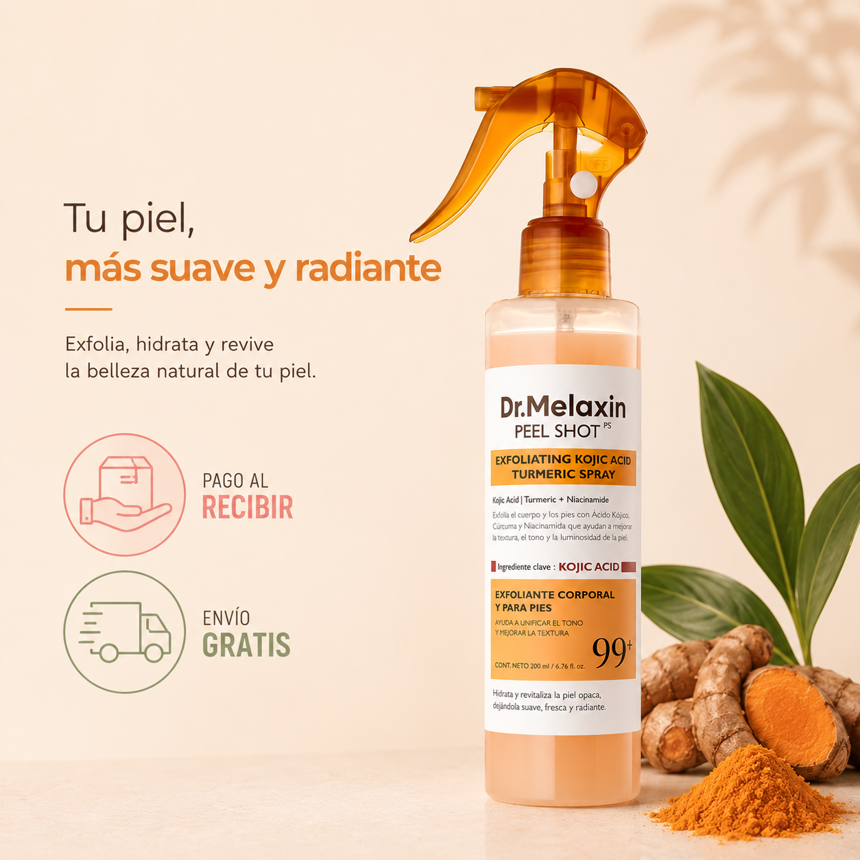 🧴 Peel Shot Exfoliante Corporal con Ácido kójico + Cúrcuma ⏳