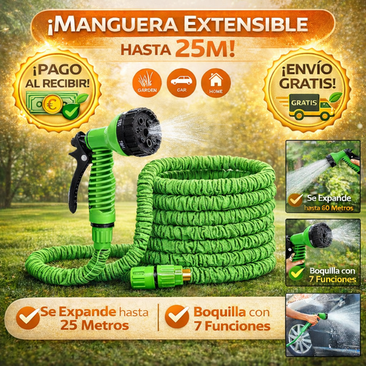 AquaFlex Pro™ – Manguera Expandible 25M + Boquilla con 7 Funciones + Envío gratis