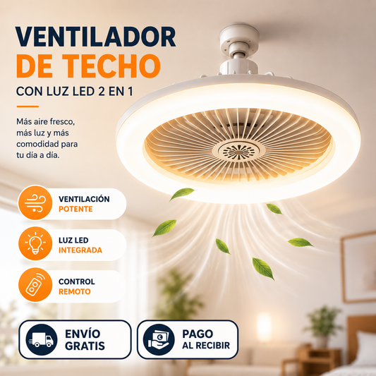🌬️ Ventilador de Techo Con Luz Led + Control Remoto + Envío Gratis 🔥