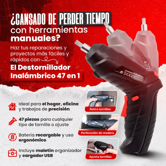 ⚡ Kit Destornillador Eléctrico 47 en 1 – Más Potencia, Menos Esfuerzo ⏳
