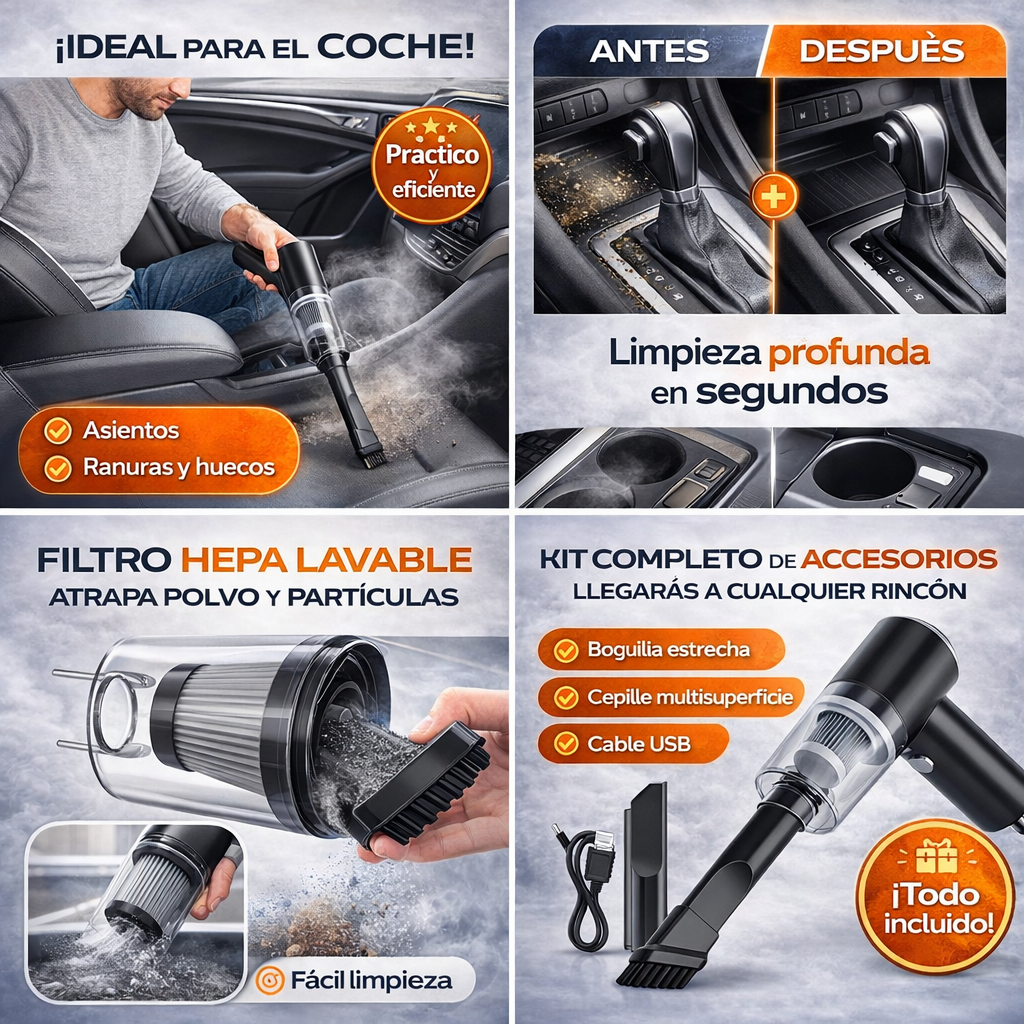 AutoVac Pro™ - Aspirador Portátil para Coche