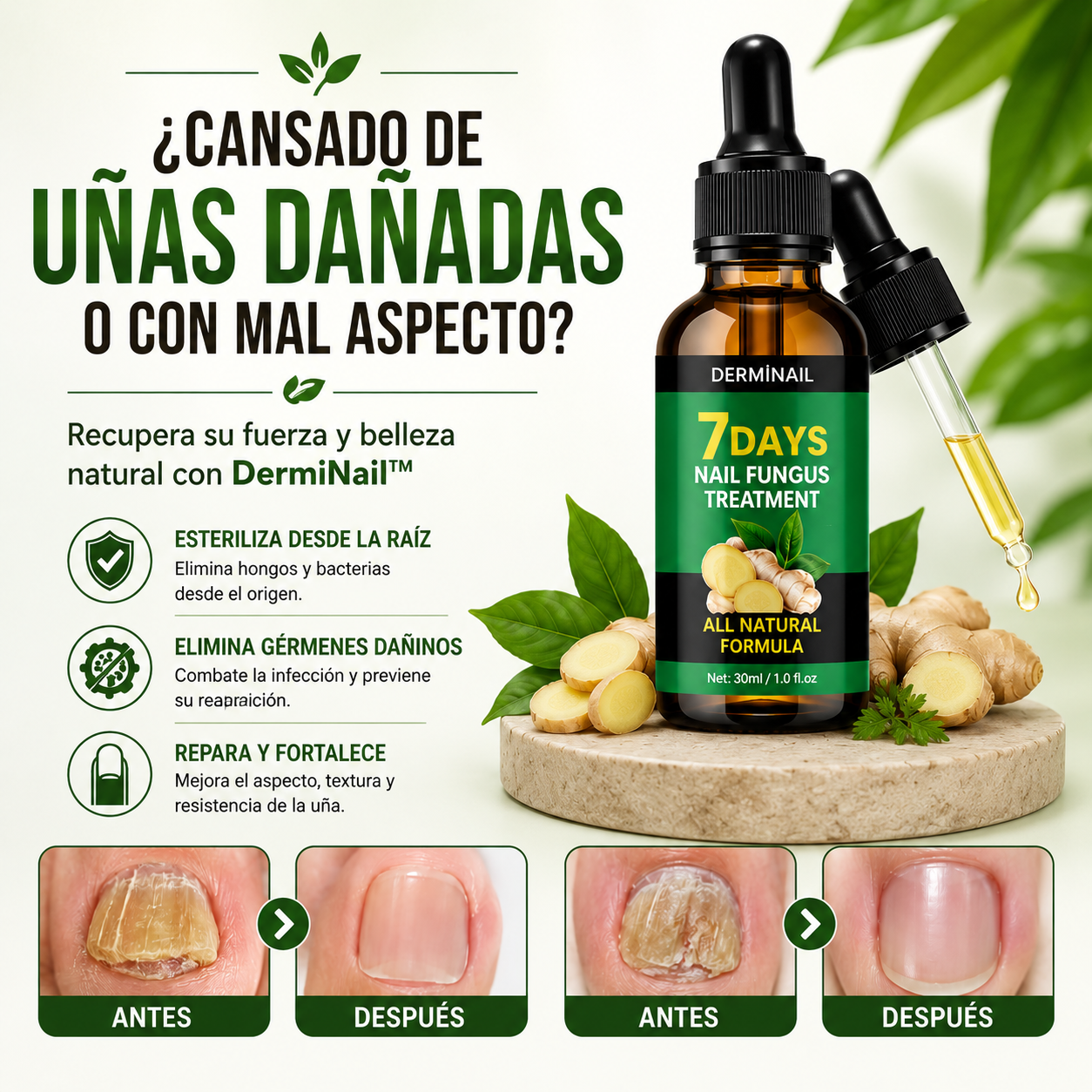 🦶 Derminail - TRATAMIENTO ANTI HONGOS 7 DÍAS 100% NATURAL