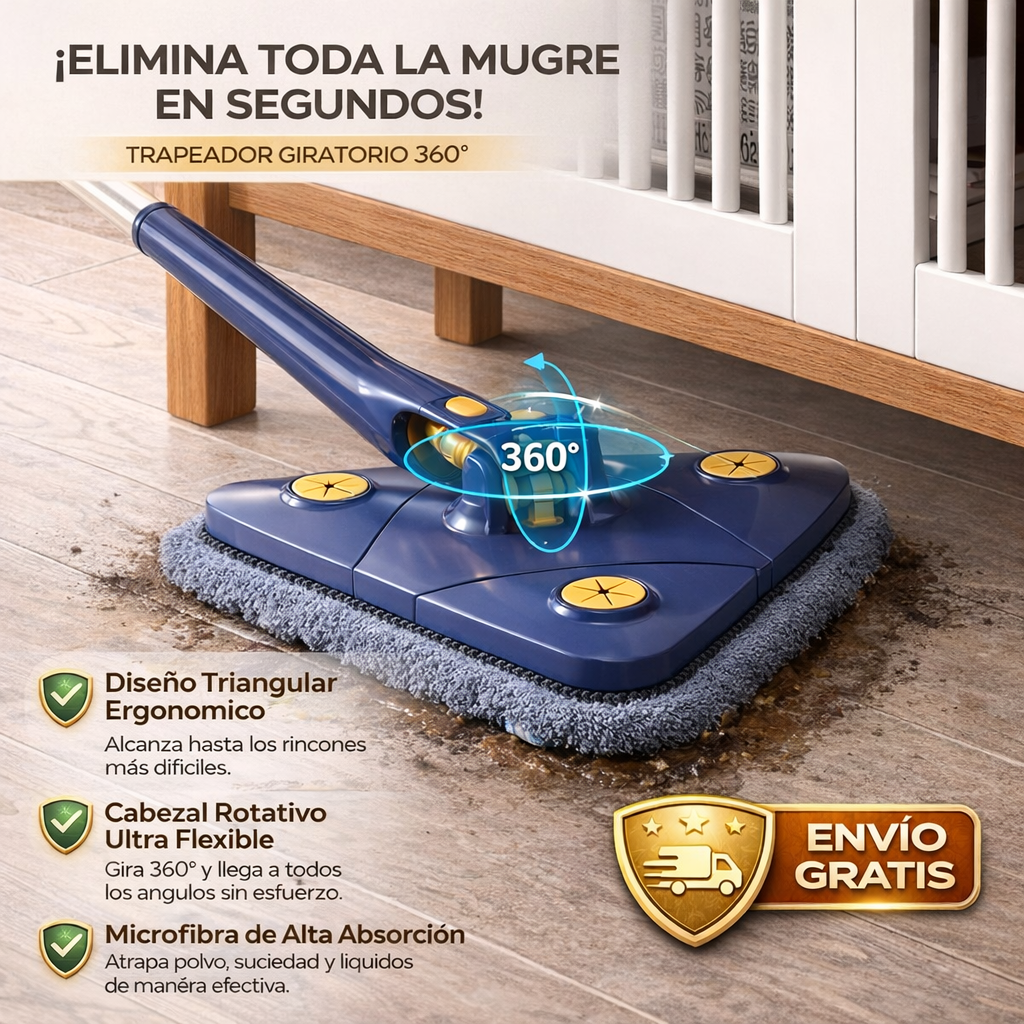 💧 Fregona AquaLuxe 360°™ - Fregona de Limpieza telescópica 360 autoescurrible + Recambio Gratis 🔥