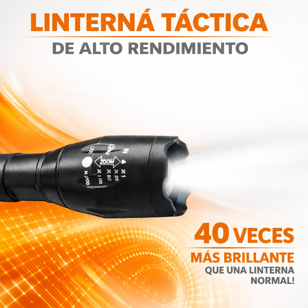 🔦 Linterna Táctica Alpha-X Pro 22X + 5 Modos + Envío Gratis 🔥