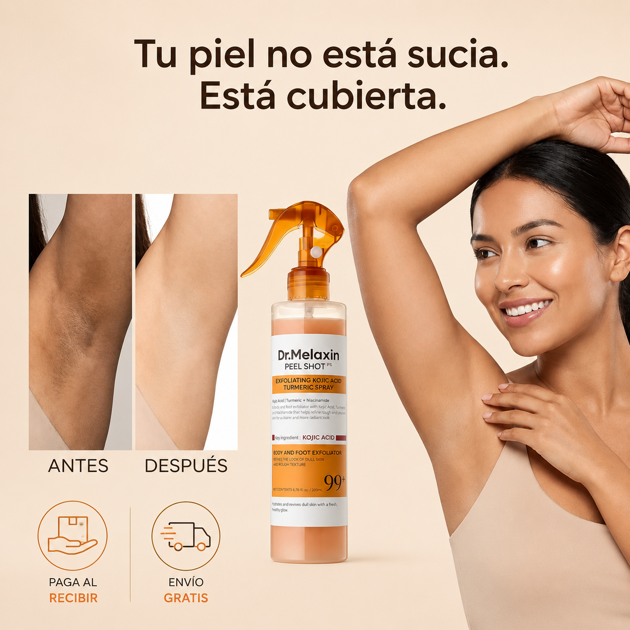 🧴 Peel Shot Exfoliante Corporal con Ácido kójico + Cúrcuma ⏳
