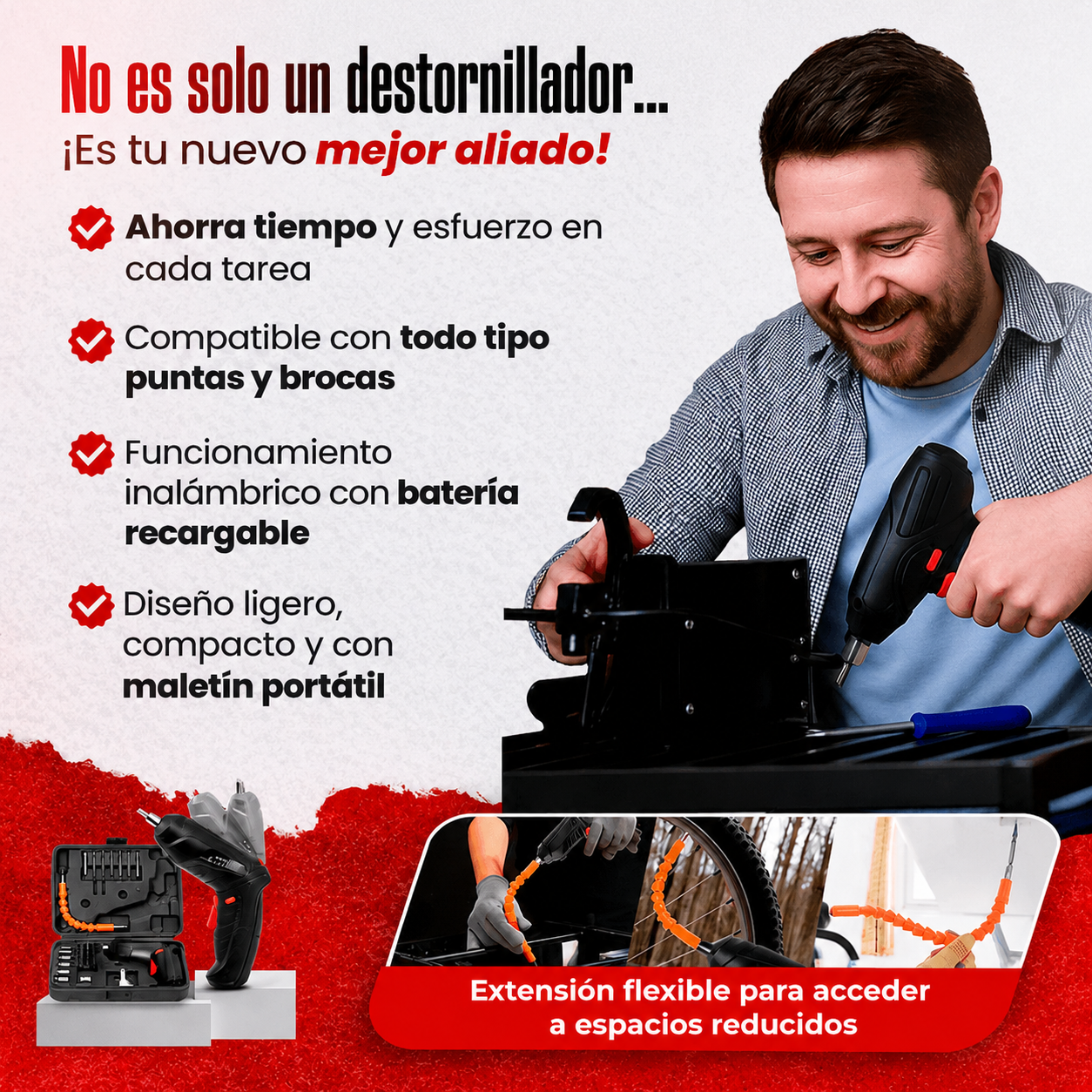 ⚡ Kit Destornillador Eléctrico 47 en 1 – Más Potencia, Menos Esfuerzo ⏳