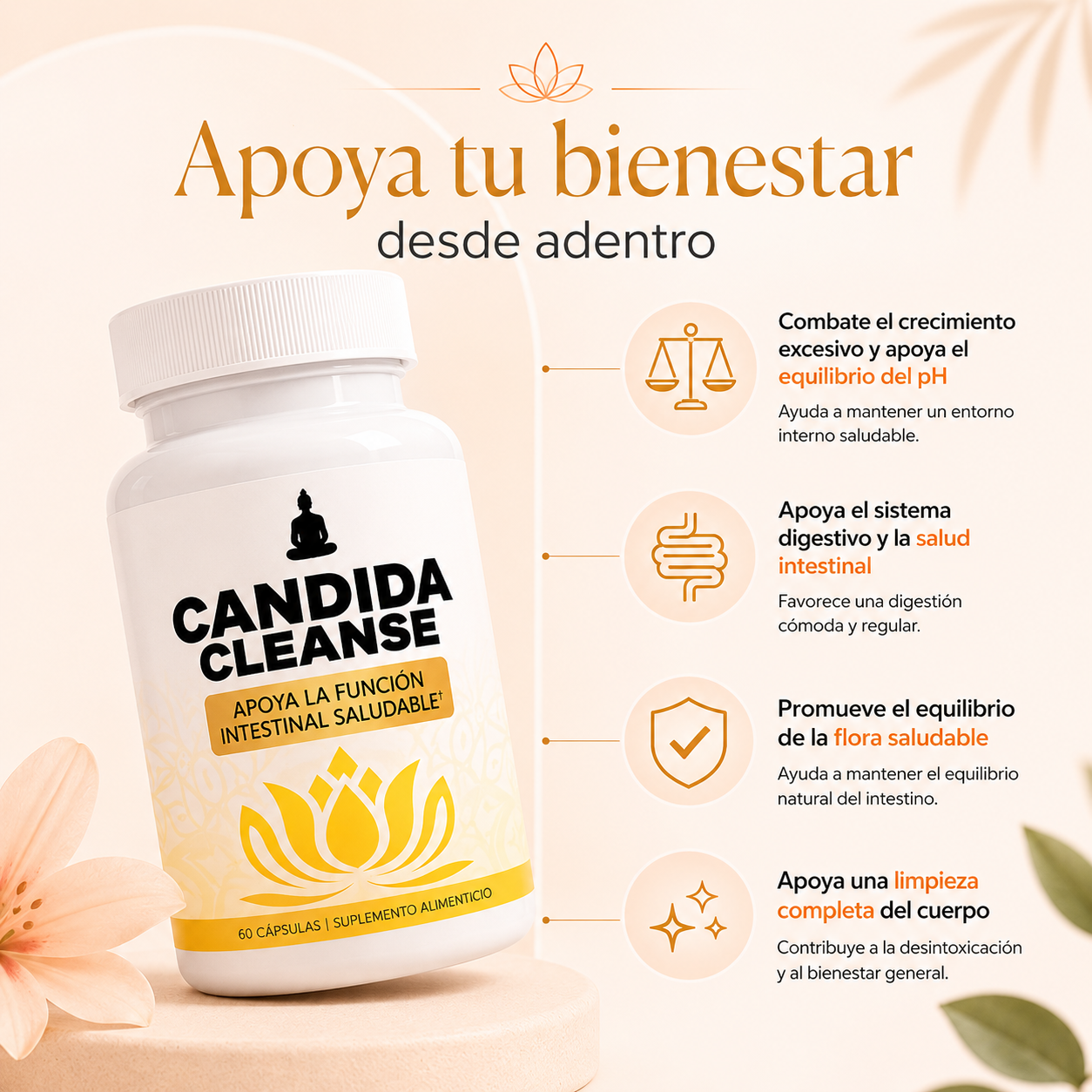 🍃 Candida Cleanse® Reducen Antojos, Hinchazón y Fatiga ⏳
