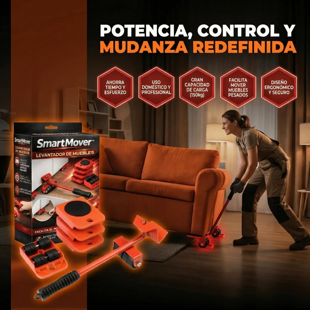 Smart Mover™ - Levantador de muebles + Kit Elevador + Deslizadores 360º