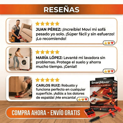 Smart Mover™ - Levantador de muebles + Kit Elevador + Deslizadores 360º