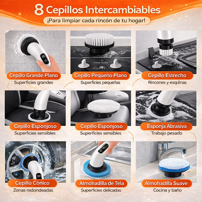 MultiClean™ 9 en 1 - Cepillo de Limpieza Eléctrico Giratorio + 9 Cabezales + Envío Gratis