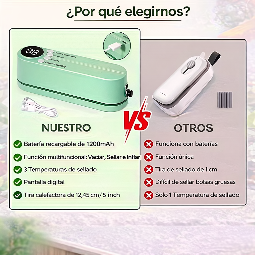 VacuumPro Elite – Sellado al Vacío Inteligente 3 en 1 + Tus alimentos frescos por más tiempo