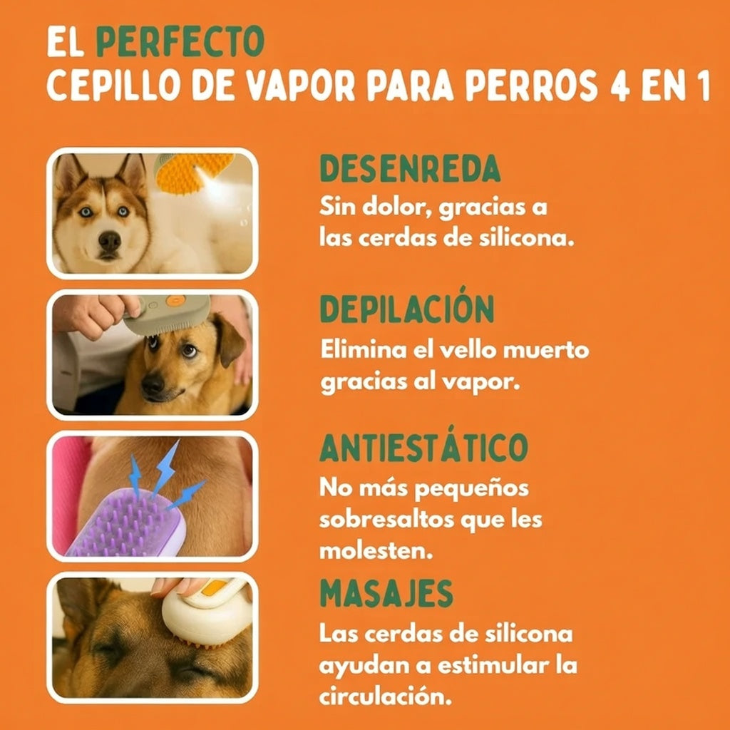 VAPORGROOM CEPILLO VAPOR PARA MASCOTAS 🦮🐈