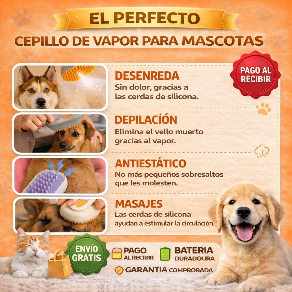 VAPORGROOM CEPILLO VAPOR PARA MASCOTAS 🦮🐈
