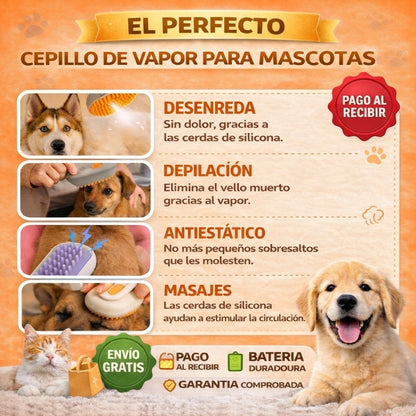 VAPORGROOM CEPILLO VAPOR PARA MASCOTAS 🦮🐈