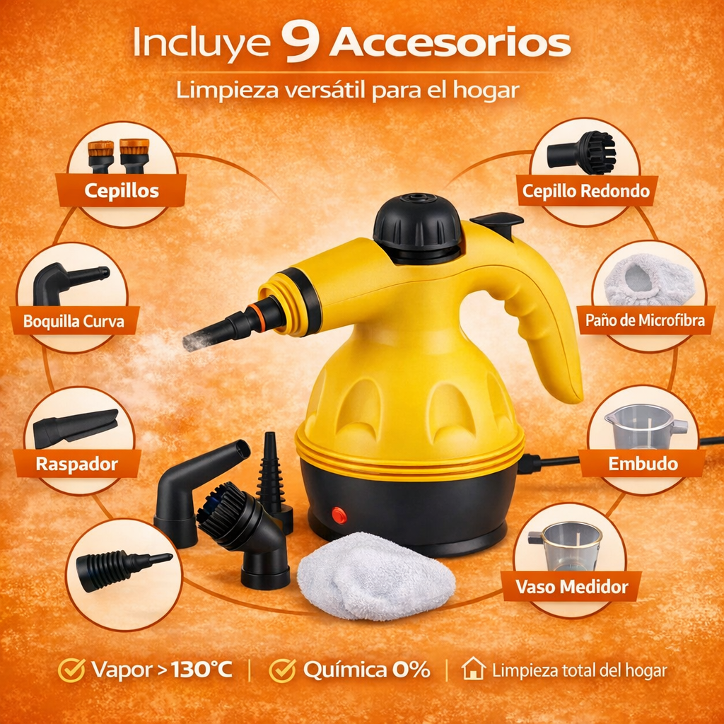 💨 VaporLux™ - Limpiador de Vapor Eléctrico + 9 Accesorios + Últimas Unidades ⏳