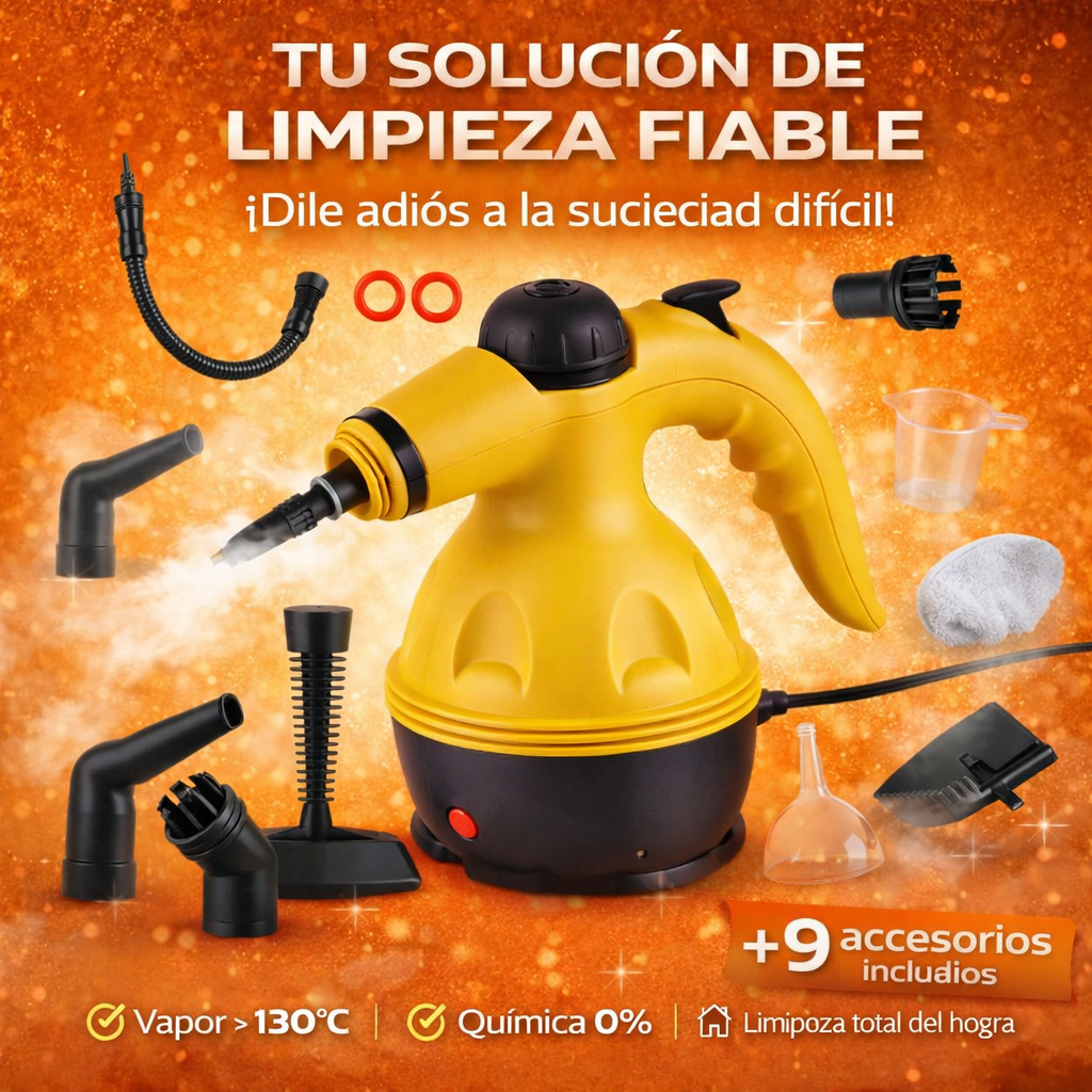 💨 VaporLux™ - Limpiador de Vapor Eléctrico + 9 Accesorios + Últimas Unidades ⏳