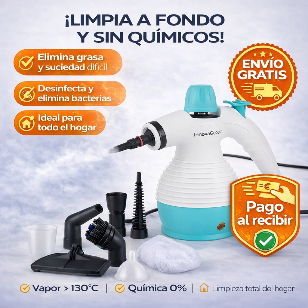 💨 VaporLux™ - Limpiador de Vapor Eléctrico + 9 Accesorios + Últimas Unidades ⏳